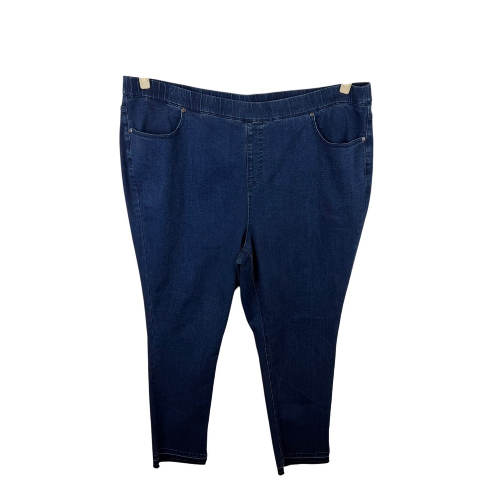 Isaac Mizrahi Live Dark Wash Pull On Jeans Size 24W Blue Indigo High Waist Basic
